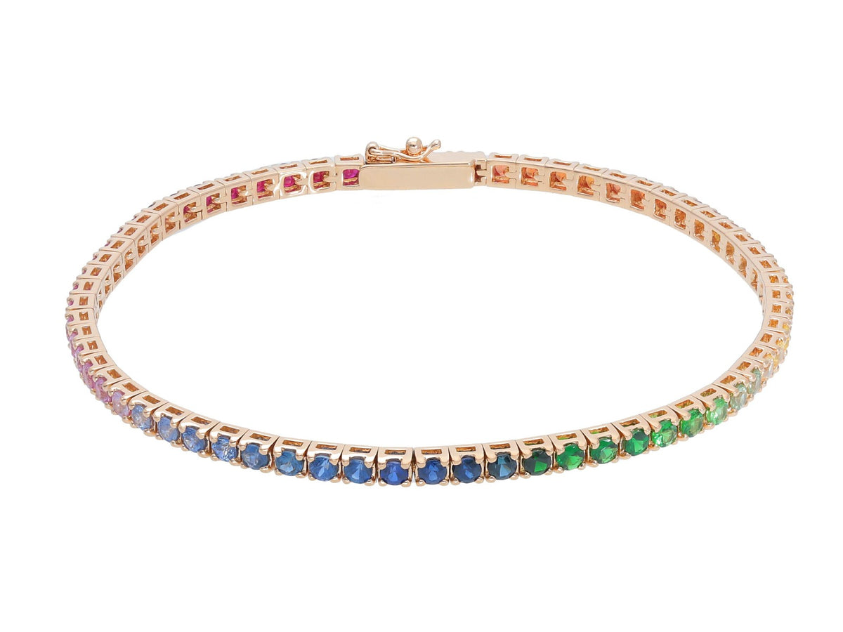 Maiocchi Milano Bracciale Tennis Oro Rosa 18kt e Zaffiri Rainbow ct 5.95