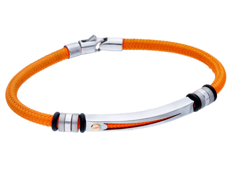  Orange Bracelet With Steel Plate and 18k Yellow Gold Screw