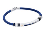  Blue Bracelet With Steel Plate and 18kt Yellow Gold Screw