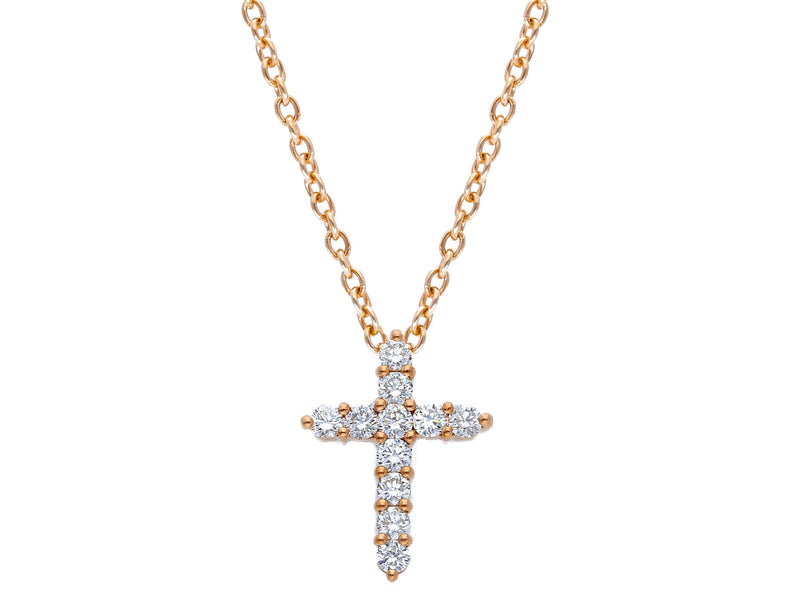  Maiocchi Milano Necklace with Cross in Rose Gold and Diamonds 0.29 ct