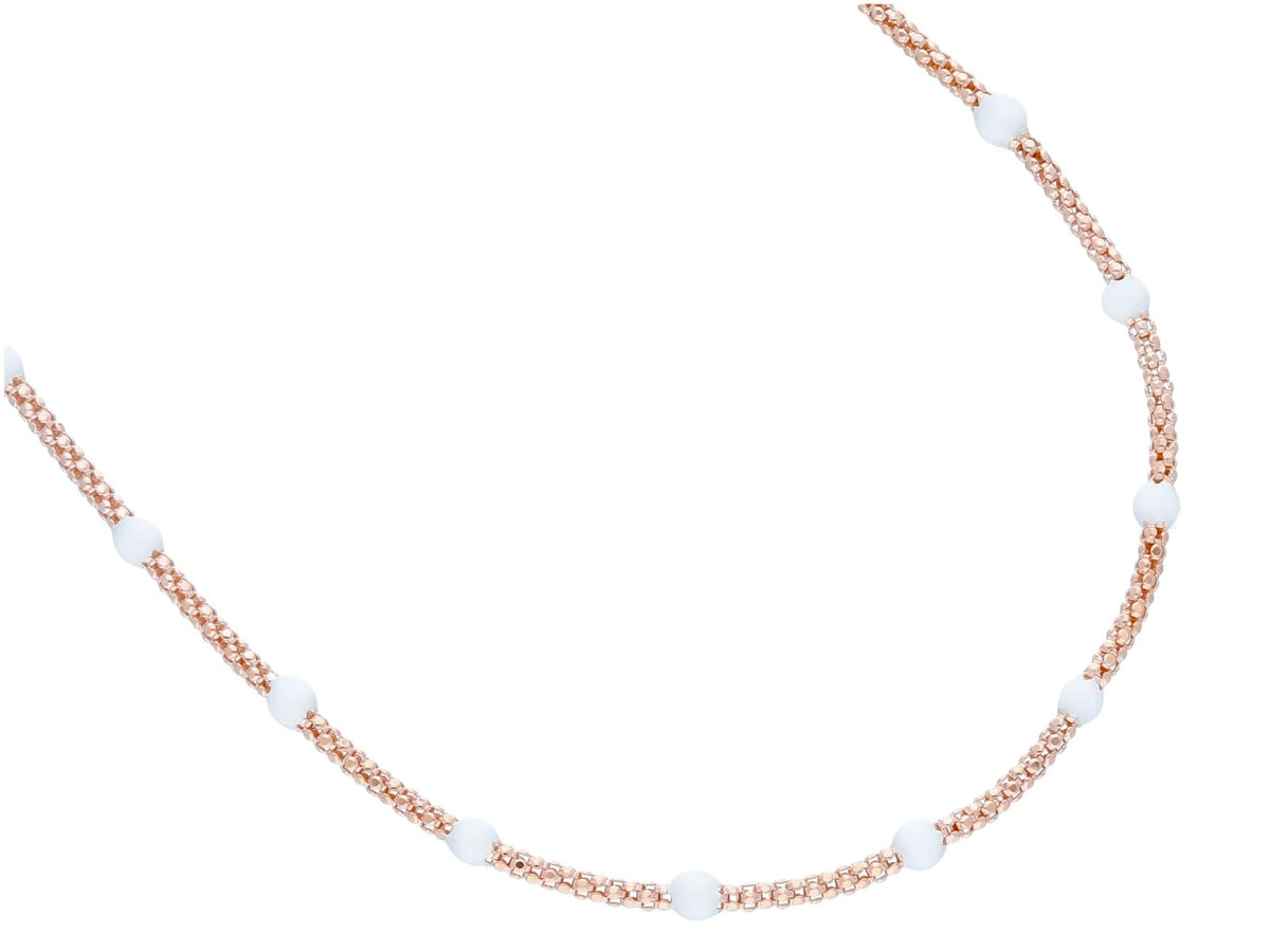 Maiocchi Silver Collana Argento Rosato e Cristalli Bianche