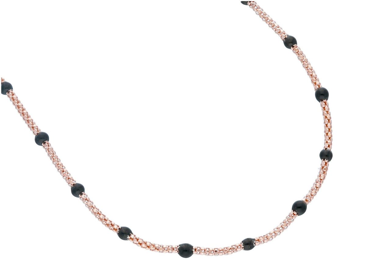 Maiocchi Silver Collana Argento Rosato e Pietre Neri