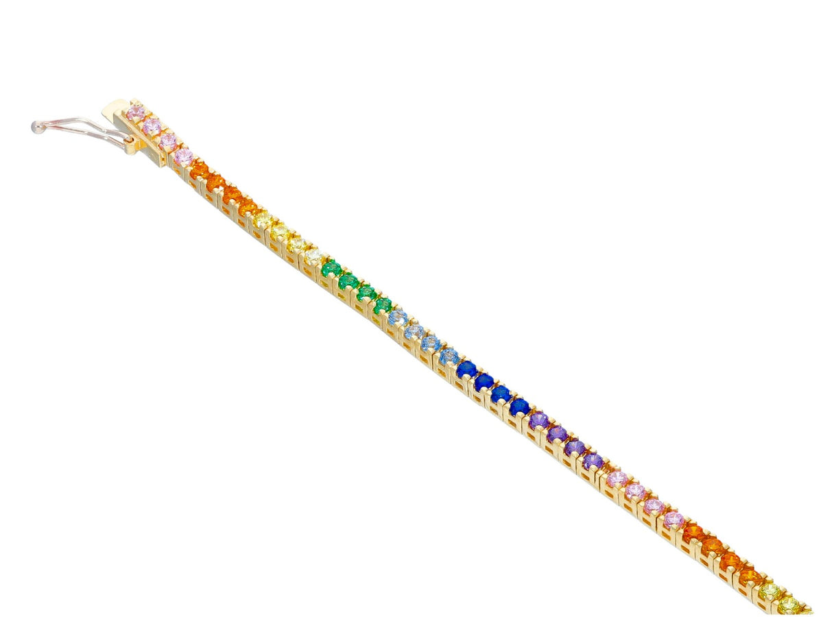 Maiocchi Milano Bracciale Tennis Oro Giallo 18kt e Zirconi Rainbow