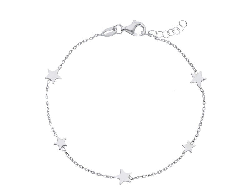  Maiocchi Silver 5 Star Charm Bracelet Silver