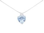  Necklace with Diamond and Aquamarine Heart ct 1.00