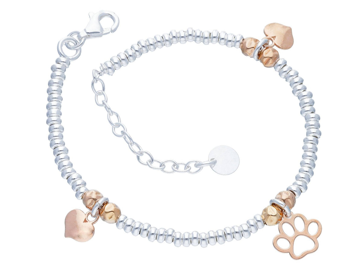 Maiocchi Silver Bracciale Cuori e Zampa Argento Rosato