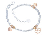  Maiocchi Silver Hearts and Paw Bracelet in Pink Silver
