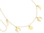  18kt Yellow Gold Four-Leaf Clover, Croissant and Horseshoe Choker