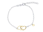 Maiocchi Silver Intertwined Hearts Bracelet Gold Silver