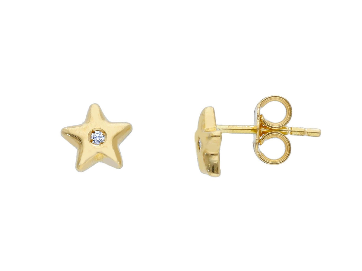 Orecchini Oro Giallo 18kt Stelle con diamanti ct 0,02 G