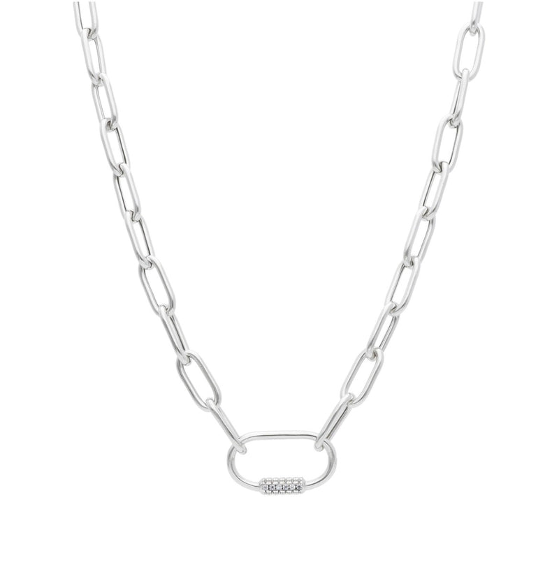  Maiocchi Silver Linked Silver Necklace with Zircons