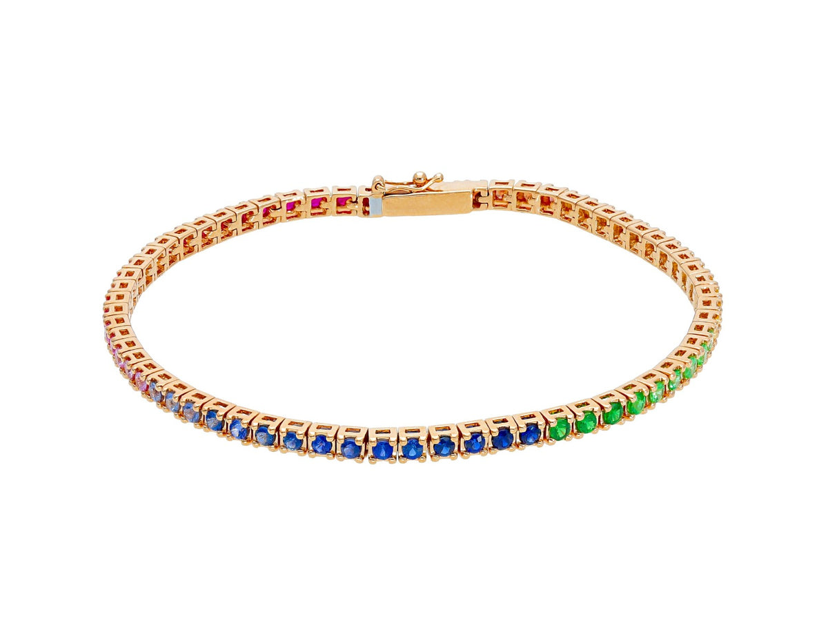  Maiocchi Milano Tennis Bracelet in 18kt Rose Gold and Rainbow Sapphires ct 2.47