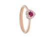  Ring with Diamonds and Heart-shaped Ruby 0.14 ct