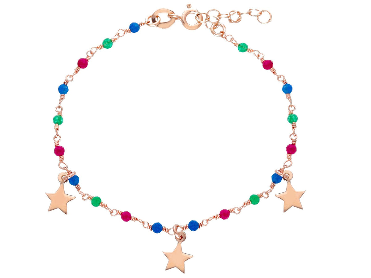 Maiocchi Silver Bracciale Stelle Argento Rosato e Cristalli Multicolor