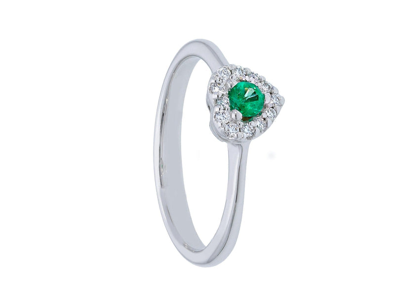  Ring with Diamonds and Heart-shaped Emerald 0.10 ct