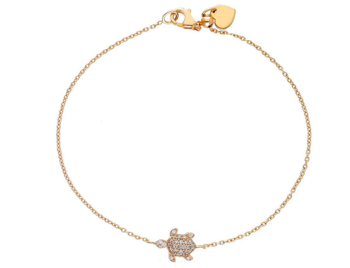  Maiocchi Milano Rose Gold Turtle Bracelet with Diamonds and Brown Diamonds