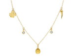  Four-leaf clover and ladybug croissant necklace in 18kt yellow gold