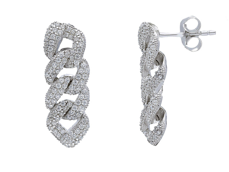  Maiocchi Silver Groumette Earrings in Silver and Zircons