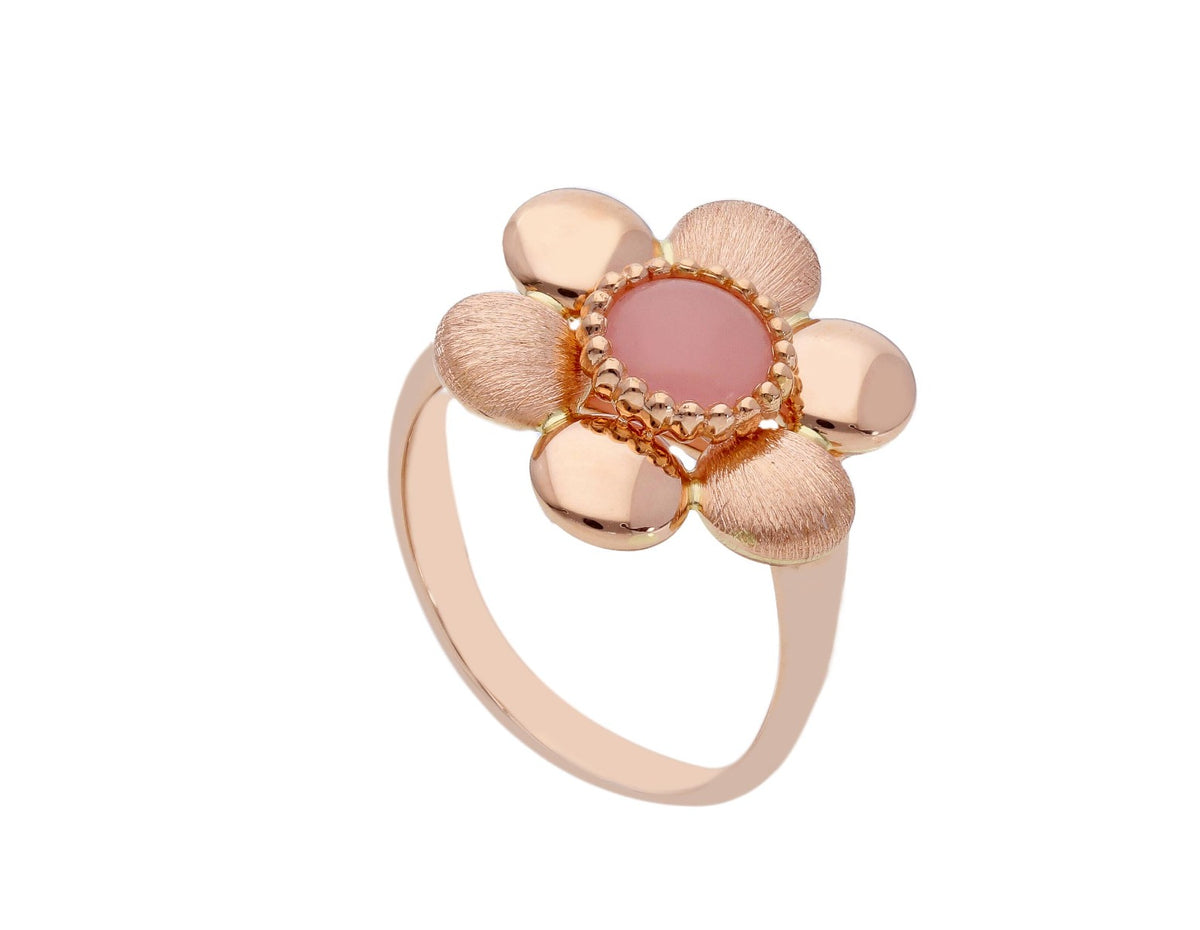 Anello Fiore in Oro Rosa e Giada