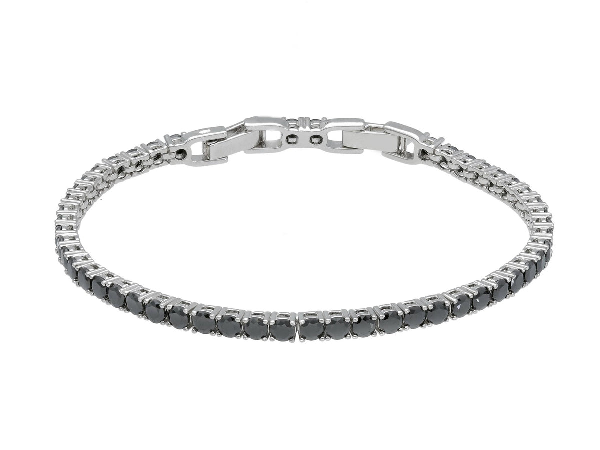  Maiocchi Silver Silver Tennis Bracelet with Black Zircons