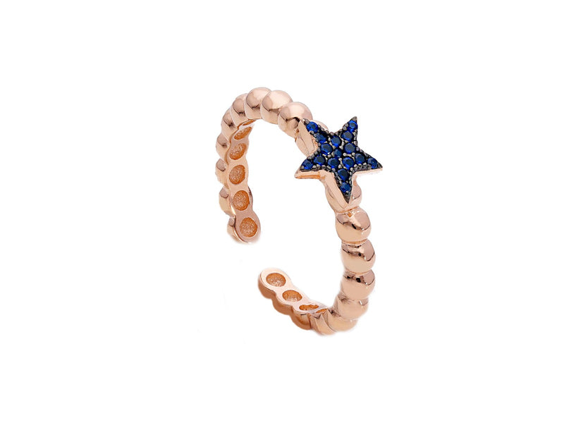 Maiocchi Silver Blue Star Ring Pink Silver