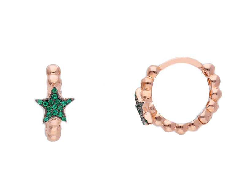  Maiocchi Silver Star Earrings Green Pink Silver