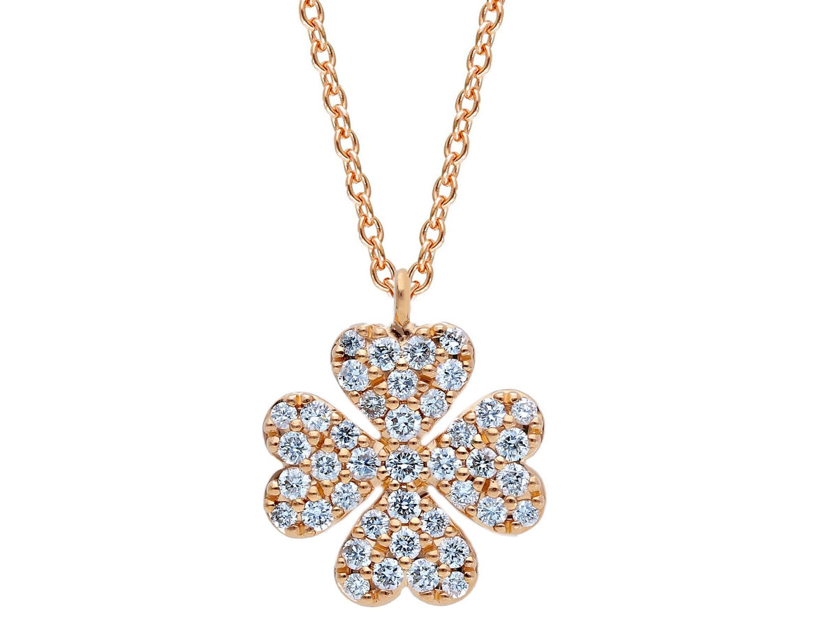 Maiocchi Milano Four-Leaf Clover Necklace in Rose Gold and Diamonds