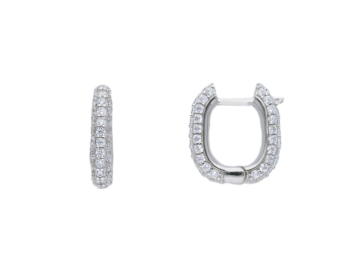  Maiocchi Silver Snap Earrings in Silver and Zircons