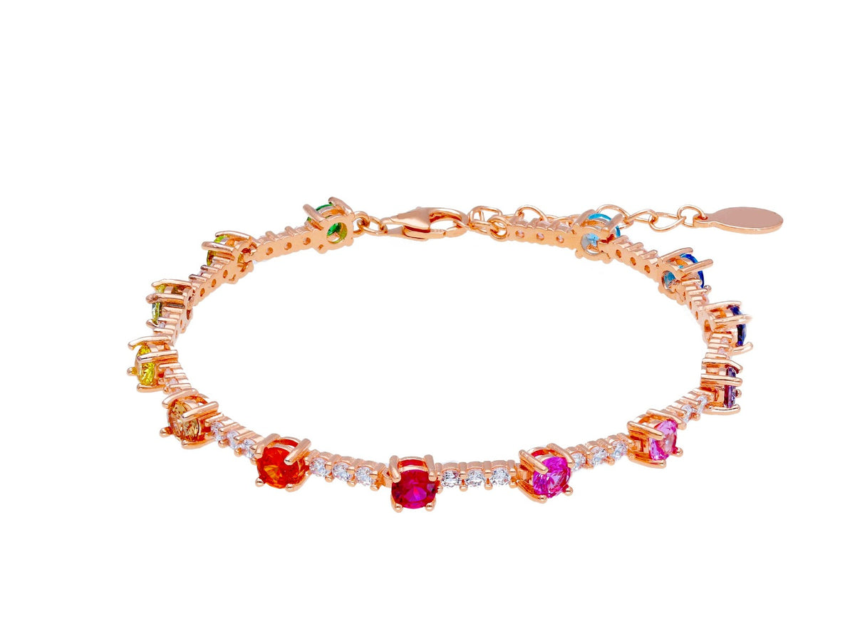 Maiocchi Silver Bracciale Argento Rosato con Cristalli Fantasia