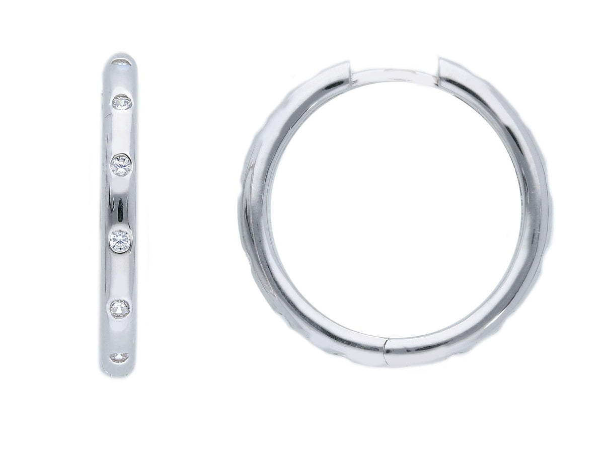  Maiocchi Silver Hoop Earrings in Silver and Zircons