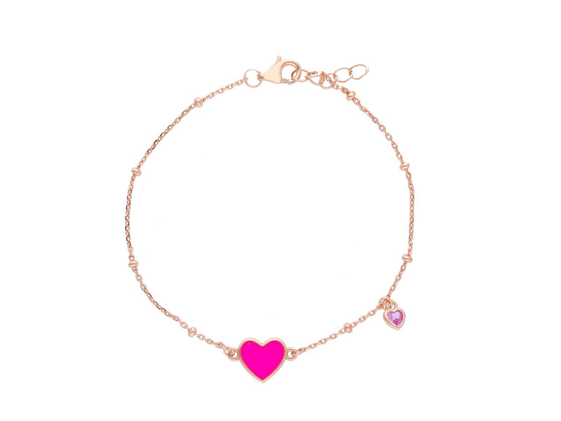  Maiocchi Silver Pink Silver Bracelet with Fuchsia Heart