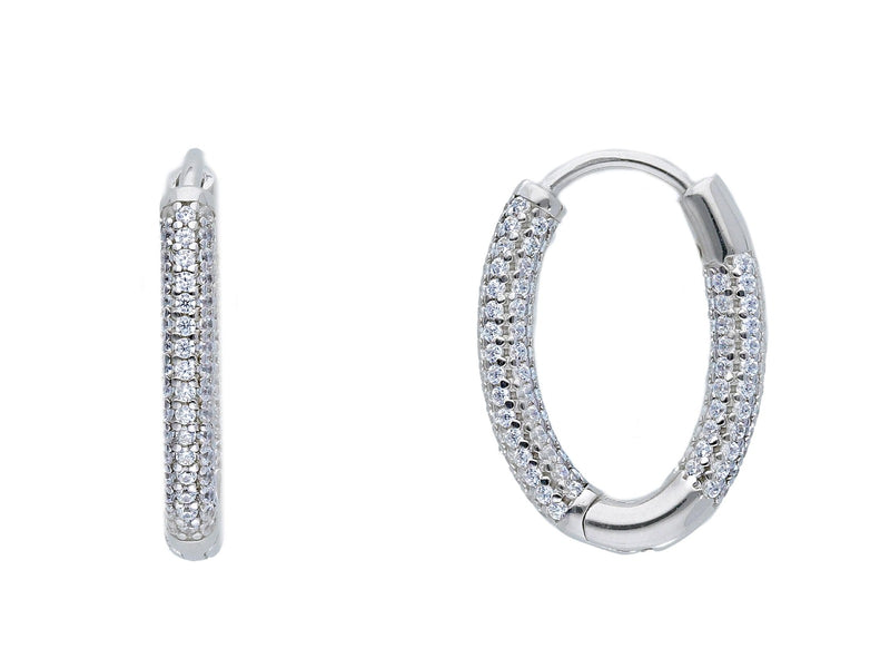  Maiocchi Silver Oval Snap Earrings in Silver and Zircons