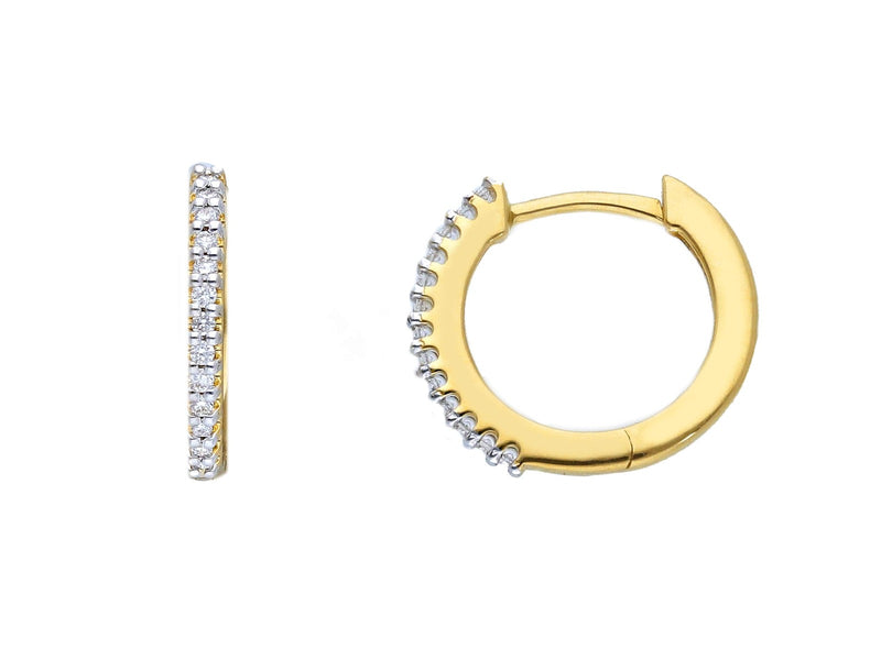  18kt Yellow Gold Hoop Earrings with 0.09 ct Diamonds