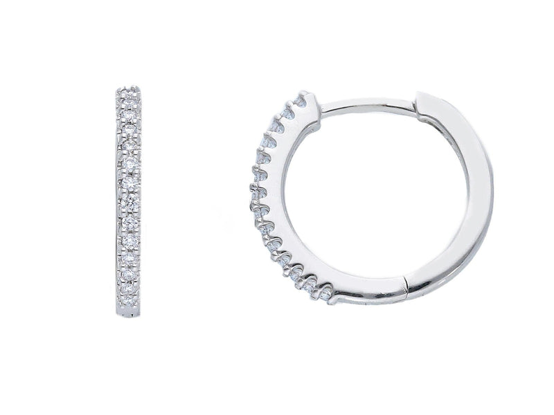  White Gold Hoop Earrings with 0.12 ct Diamonds
