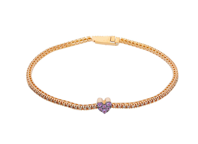  Maiocchi Milano Tennis Bracelet with Brown Diamonds 0.63 ct and Pink Sapphires 0.11 ct