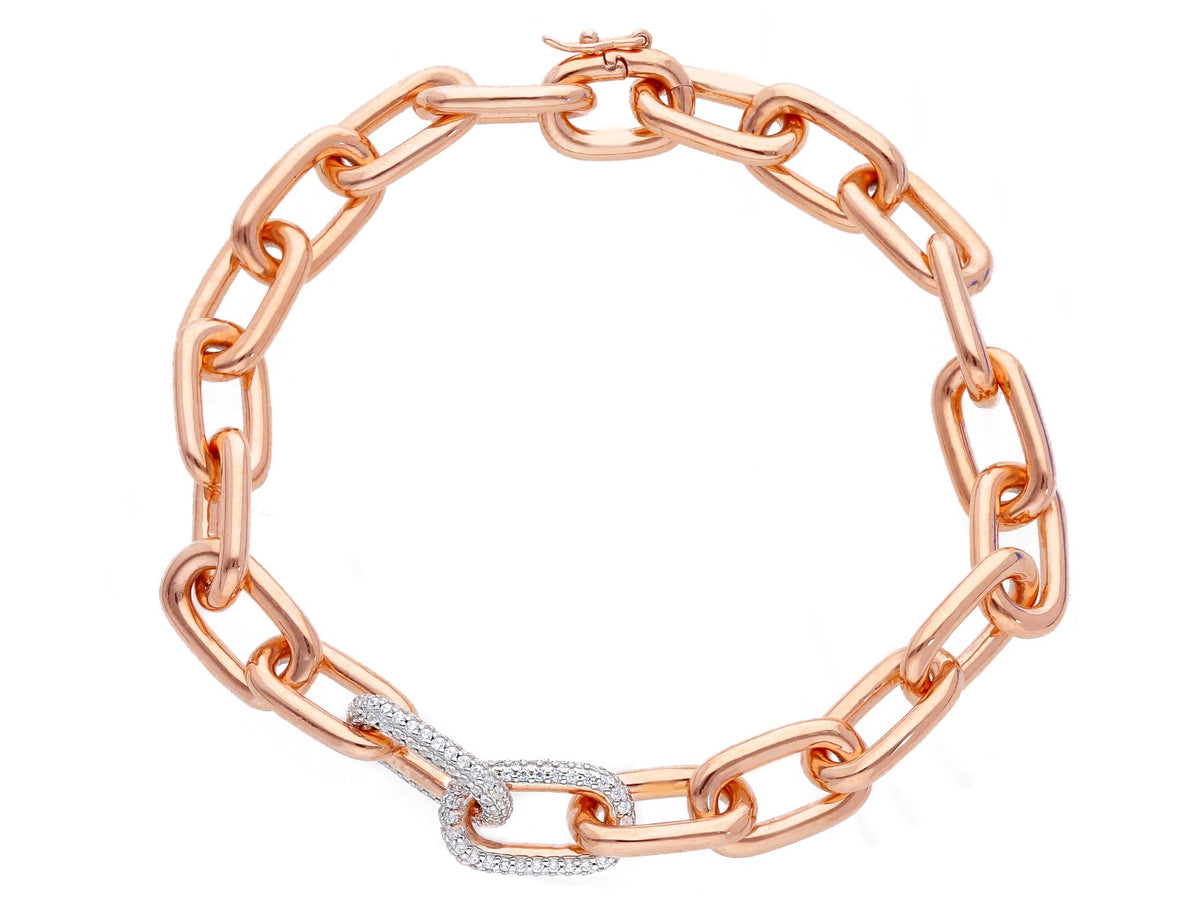  Maiocchi Silver Pink Silver Mesh Bracelet with Zircons