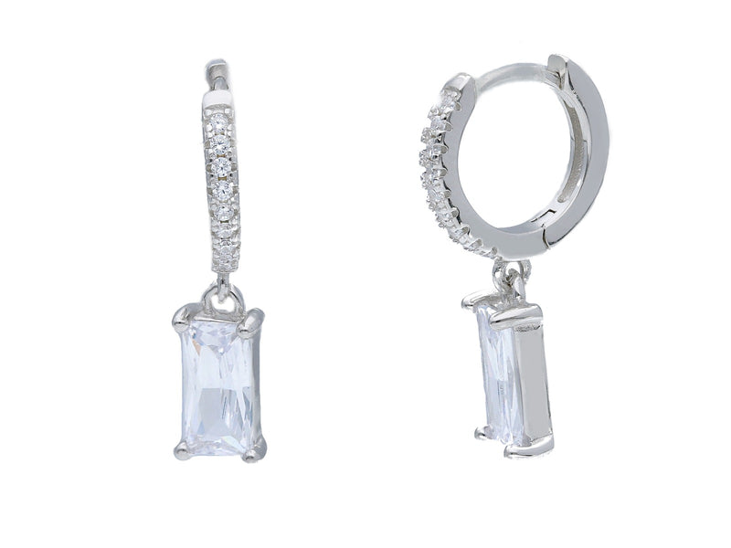 Maiocchi Silver Pendant Earrings in Silver and Zircons