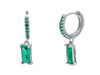  Maiocchi Silver Pendant Earrings in Silver and Green Crystals