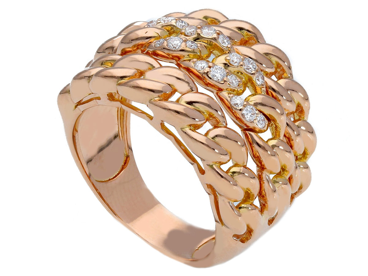  Groumette Rose Gold Ring with 0.20 ct Diamonds