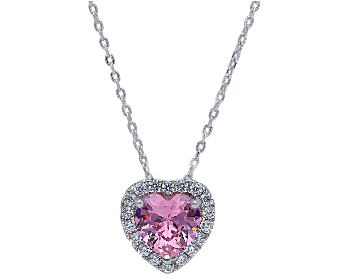  Maiocchi Silver Silver and Blue Heart Zircon Necklace