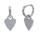  Maiocchi Silver Heart Pendant Earrings in Silver and Zircons