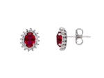  Maiocchi Milano Earrings in White Gold Zircons and Red Crystals