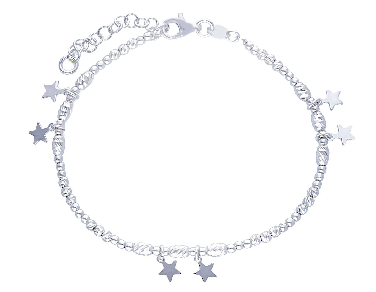 Maiocchi Silver Bracciale Boule Sfaccettate Mini con Stelle Argento