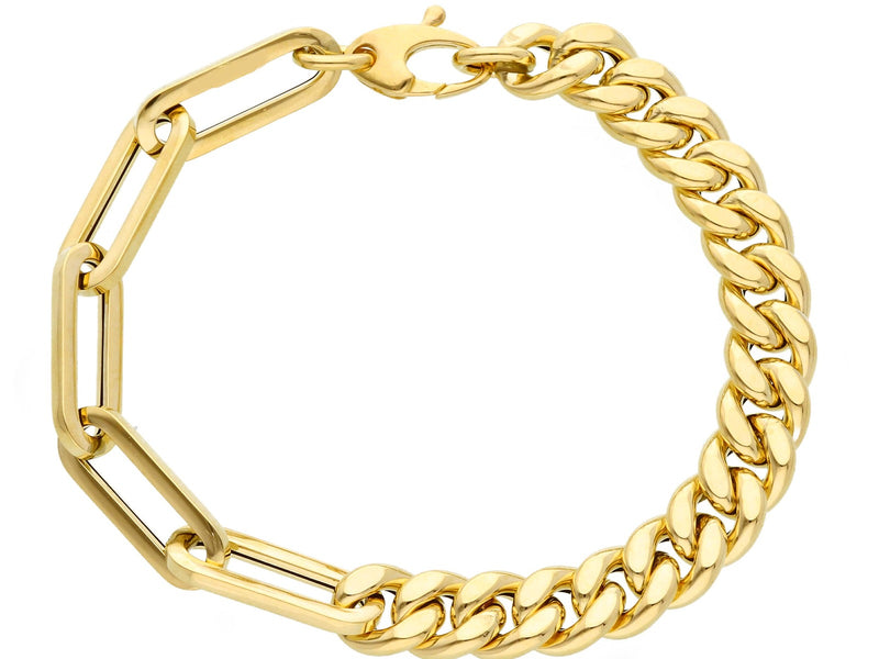 Bracciale Paper Clip e Groumette Oro Giallo 18kt