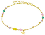  Maiocchi Silver Golden Silver Star Anklet