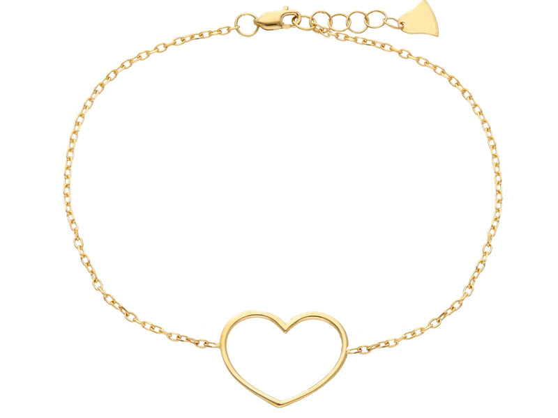  Yellow Gold Bracelet with Wire Heart