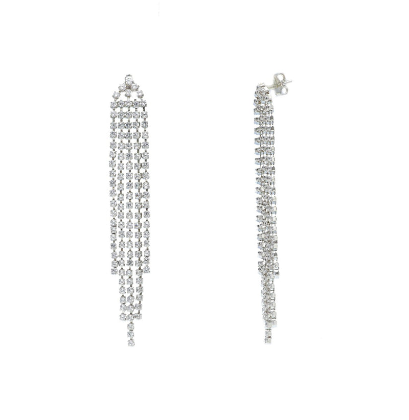 Maiocchi Silver Pendant Earrings in Silver and Zircons