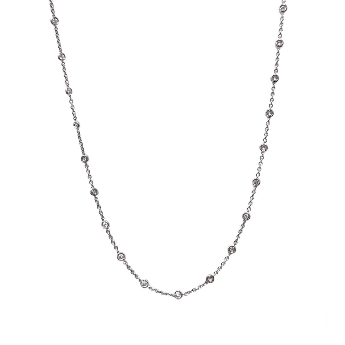  White Gold Necklace with Interspersed Diamonds 1.02 ct