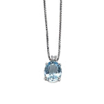  18 kt white gold necklace with diamonds and 2.13 ct aquamarine