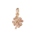  Dodo Four-Leaf Clover Charm in 9kt Rose Gold and Brown Diamonds